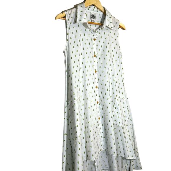 Ivy Jane Women's Size Small Made in USA Cactus Print Button Up Asymmetrical Top - Picture 2 of 9